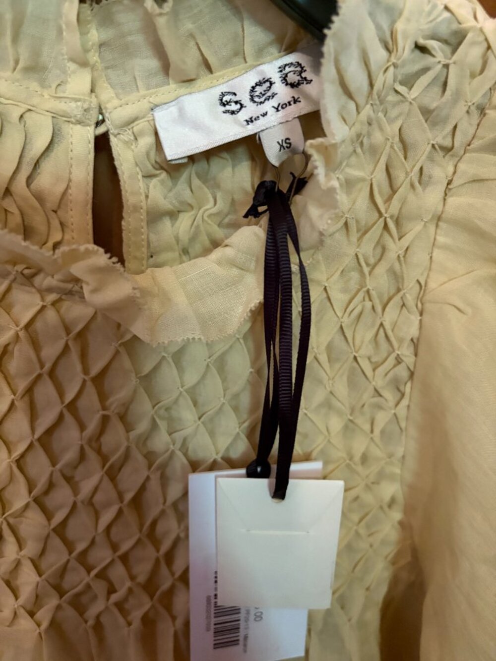 NWT Sea NY Geneva Balloon Sleeve Cream Light Yellow Dress XS - Picture 5 of 7
